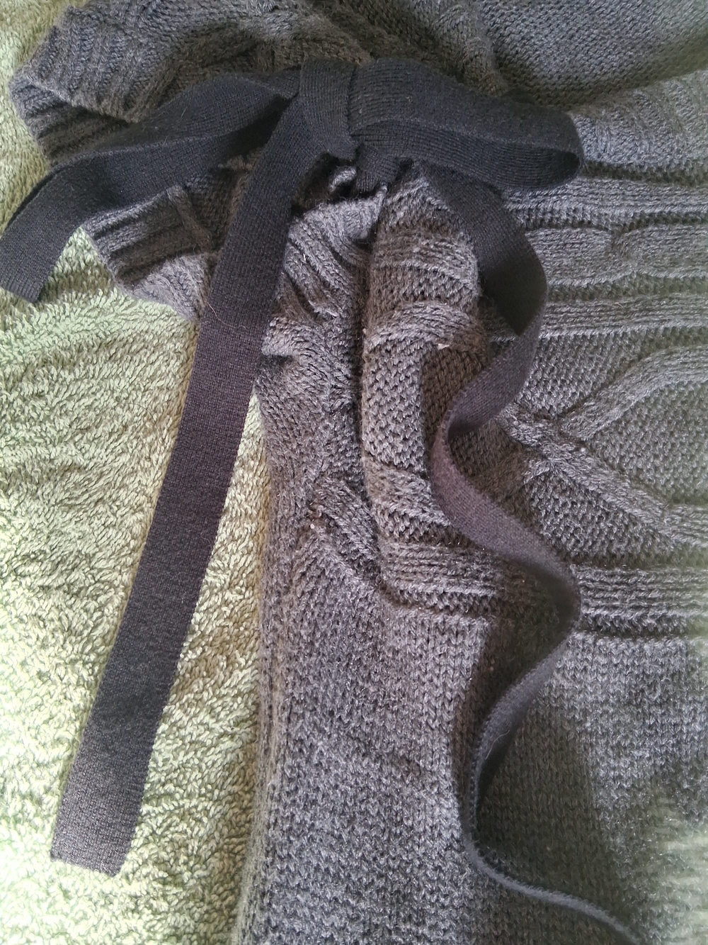 Vintage l.e.i. Cable Knit Short Sleeve Sweater Dress Gray - Picture 3 of 4